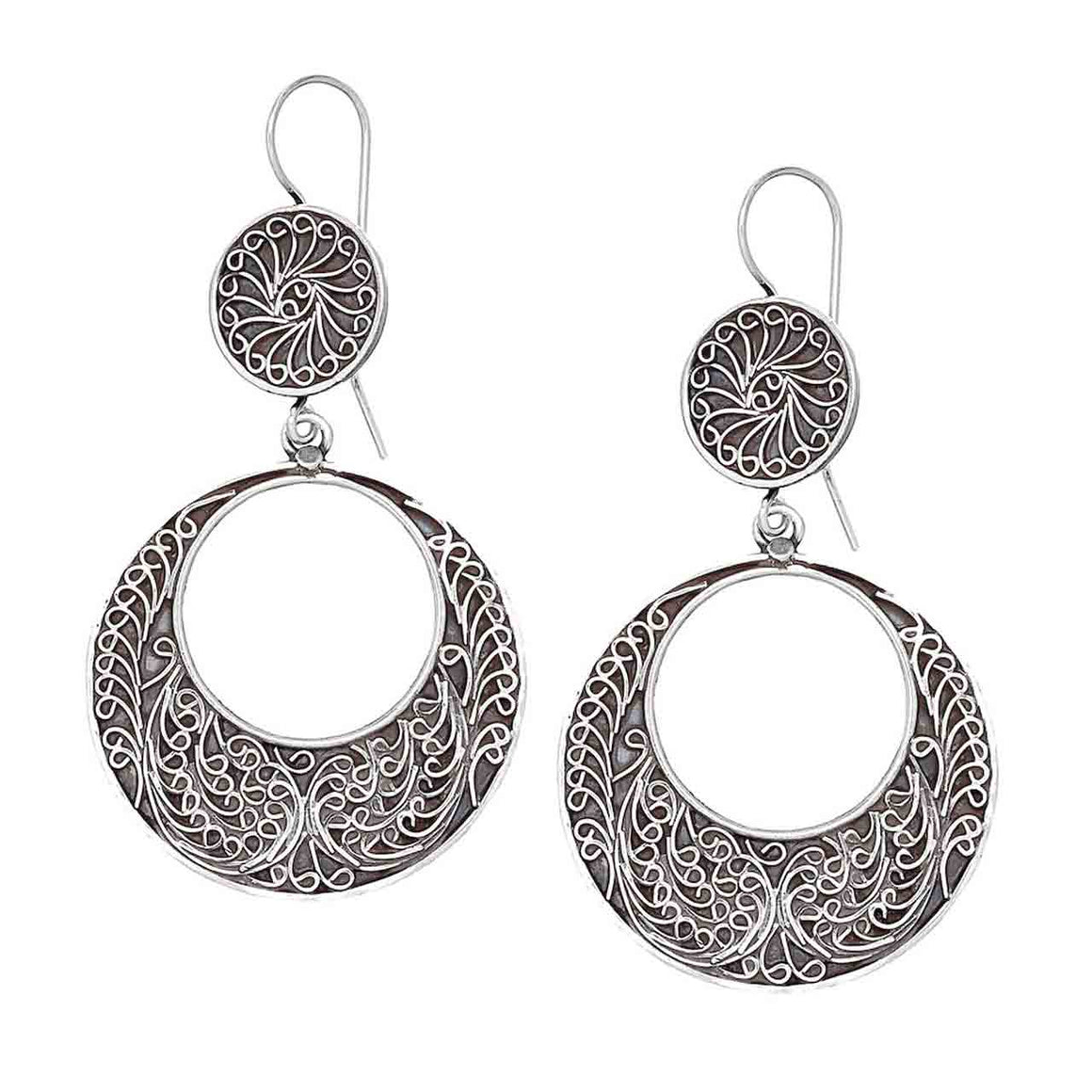 Sterling Silver Filagree Drop Earrings