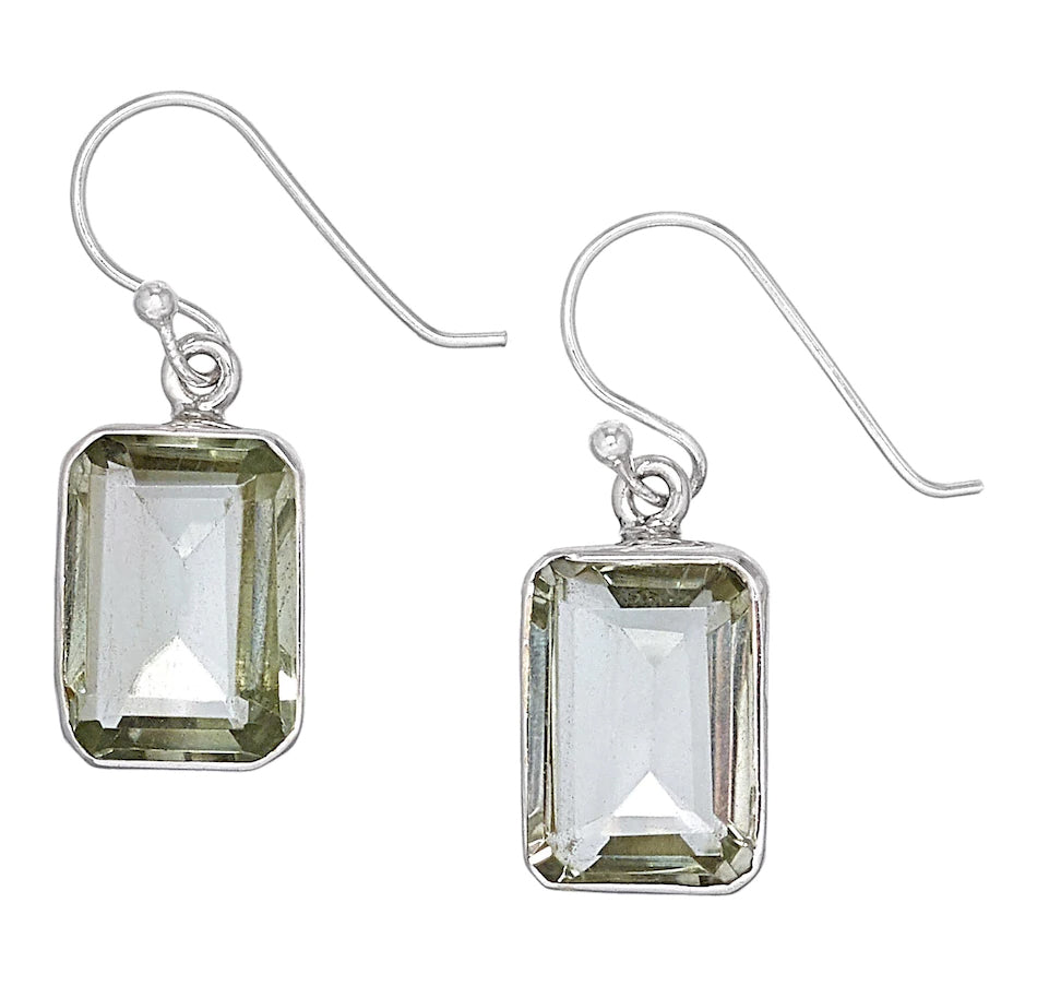 Sterling Silver Green Amethyst Earrings