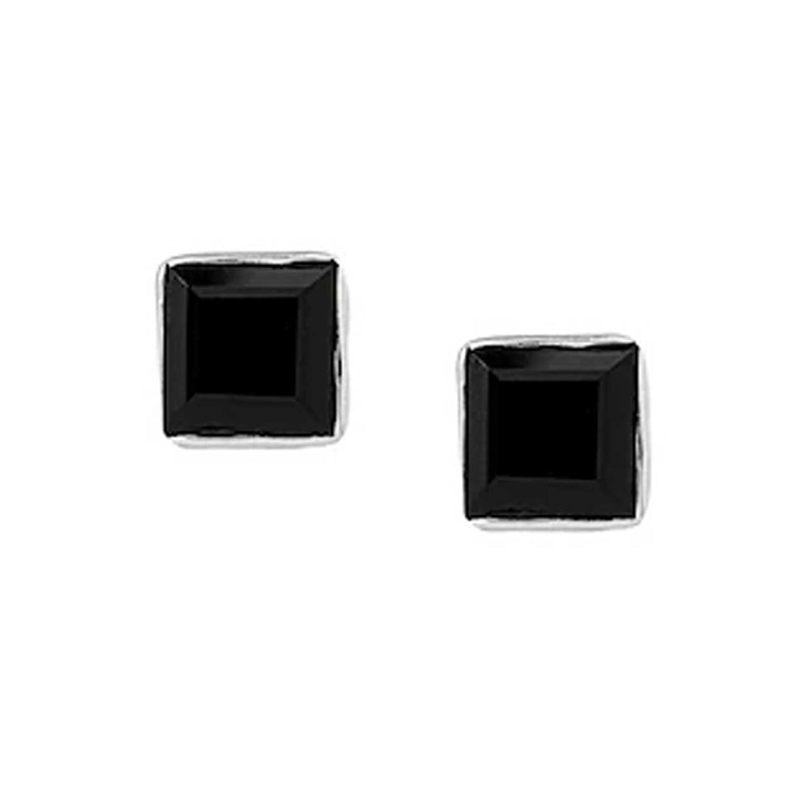 Black Spinel Square Stud Earrings