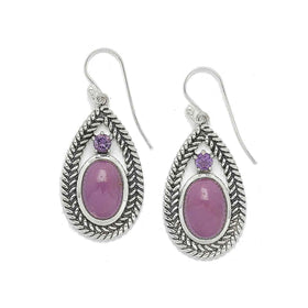 Phosphosiderite and Amethyst Earrings