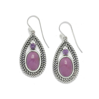 Phosphosiderite and Amethyst Earrings