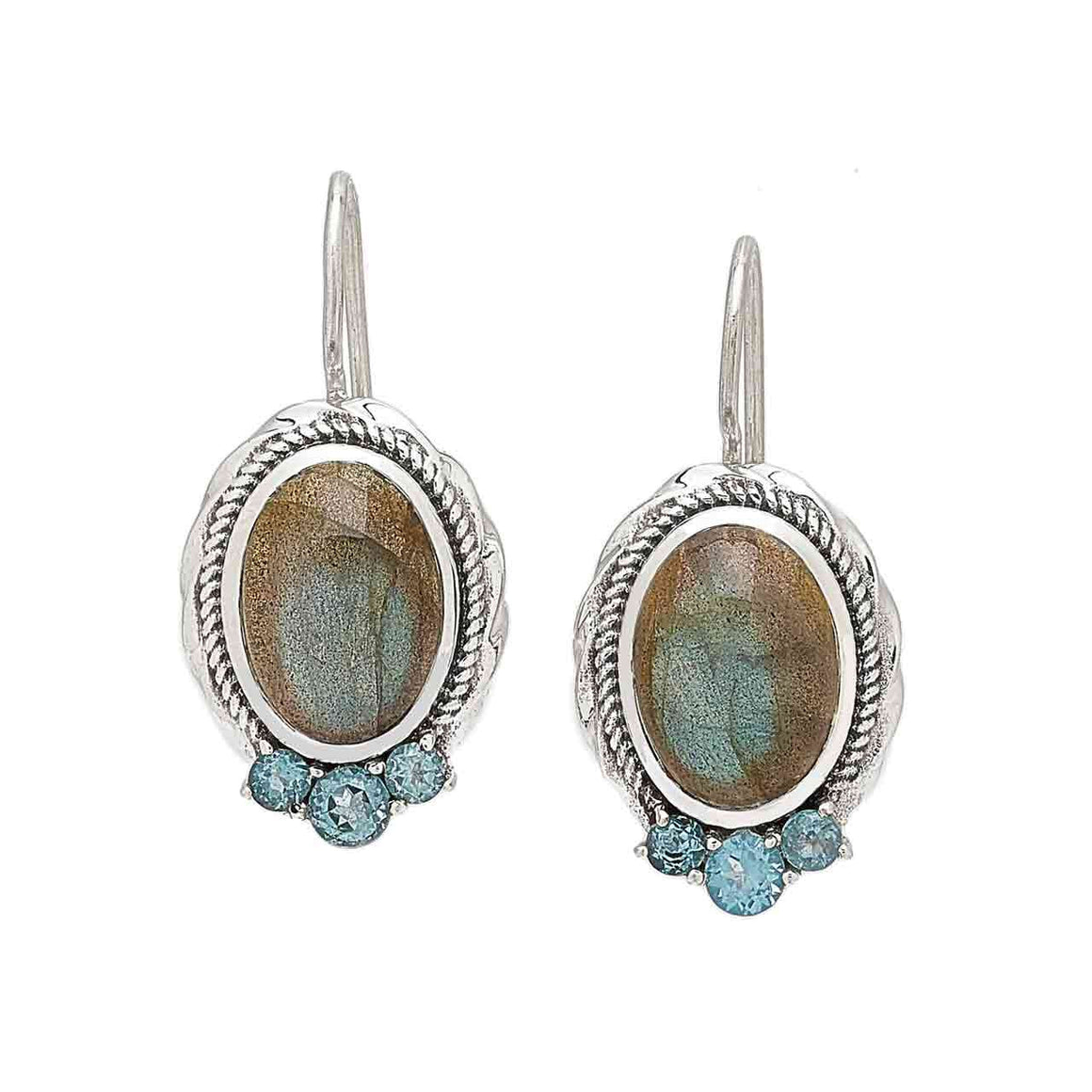 Labradorite & Swiss Blue Topaz Earrings