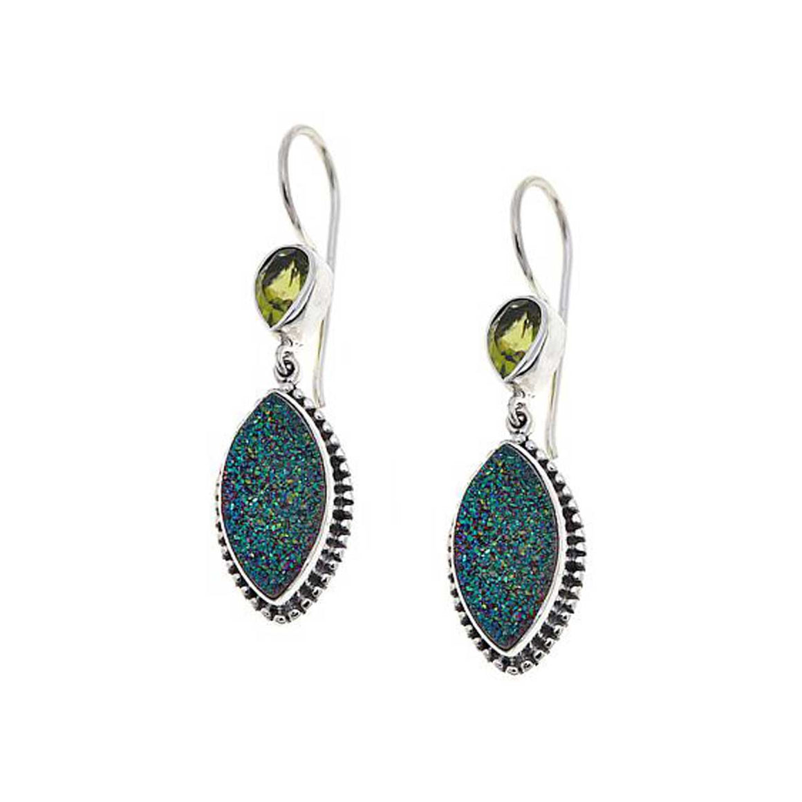 Green Drusy and Peridot Earrings