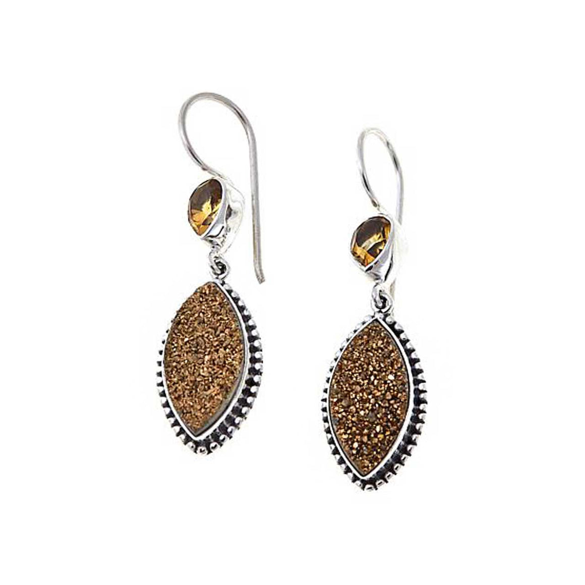 Gold Drusy and Citrine Earrings