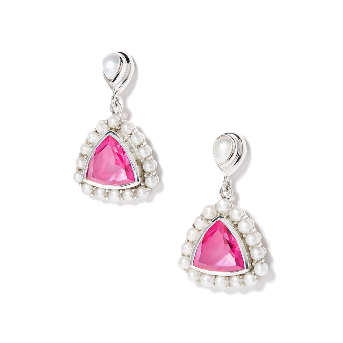 Pink Quartz and Freshwater Pearl Drop Earrings