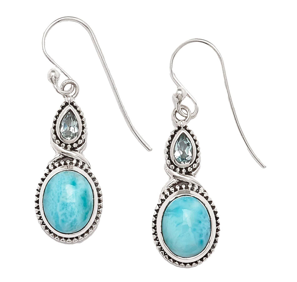 Larimar and Blue Topaz Earrings