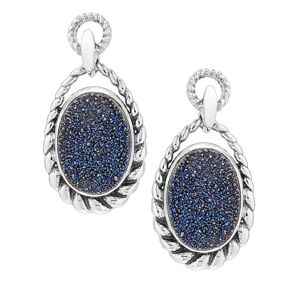 Blue Drusy Post Earrings