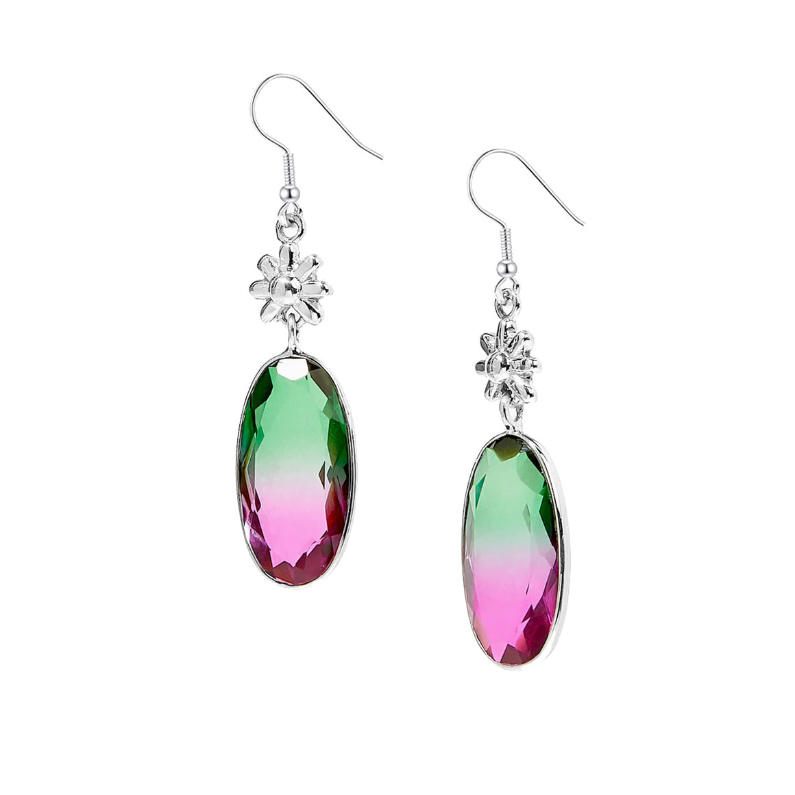 Watermelon Quartz with Flower Detail Earrings