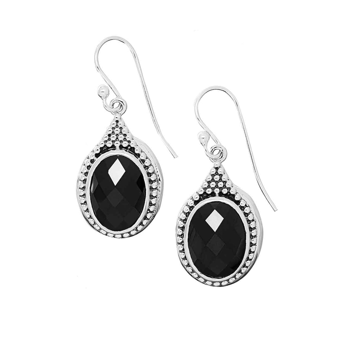 Black Spinel Oval Micro Ball Earrings