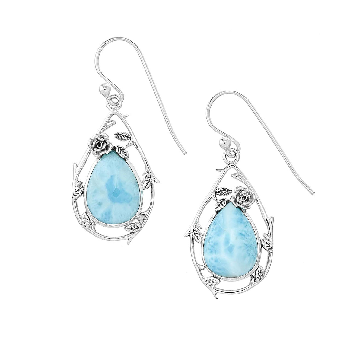 Larimar Flower Earrings