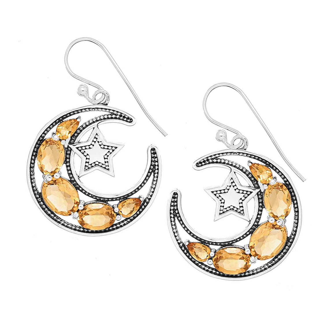 Citrine Moon & Star Gemstone Earrings
