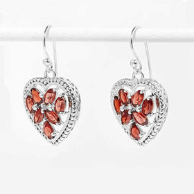 Garnet Heart Earrings