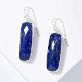 Lapis Checkerboard Cut Earrings