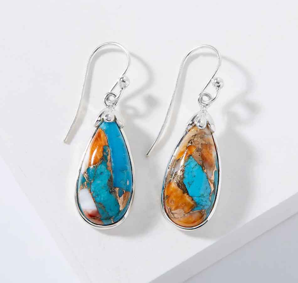 Spiny Oyster Turquoise Drop Earrings