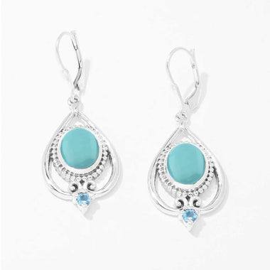 Arizona Turquoise and Swiss Blue Topaz Earrings
