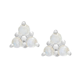 Rainbow Moonstone Tri Stud Earrings