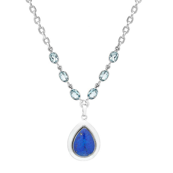 Lapis Enhancer Pendant & Blue Topaz Gemstone Necklace
