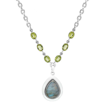Labradorite Enhancer Pendant & Peridot Gemstone Necklace