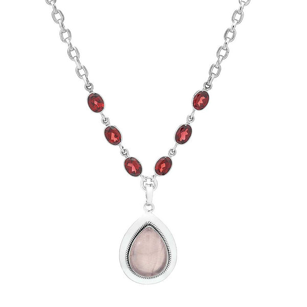 Rose Quartz Enhancer Pendant & Garnet Gemstone Necklace