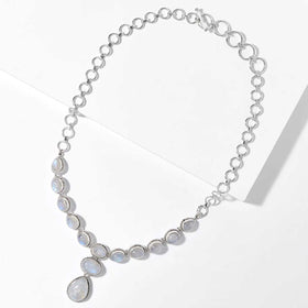 Rainbow Moonstone Gemstone Drop Necklace