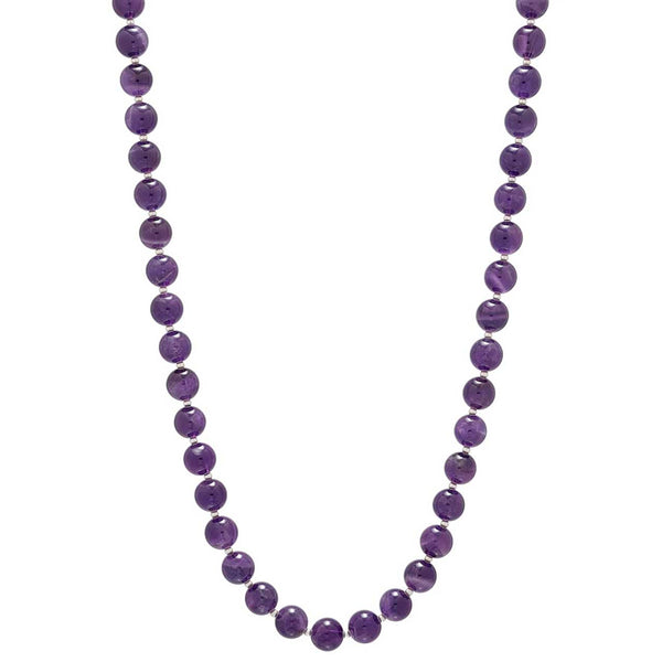 Amethyst Round Bead Gemstone Necklace