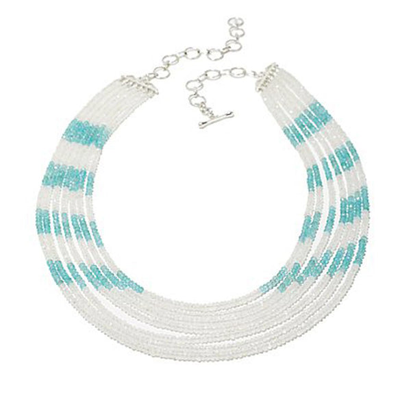 Rainbow Moonstone and Apatite Gemstone Bead Necklace