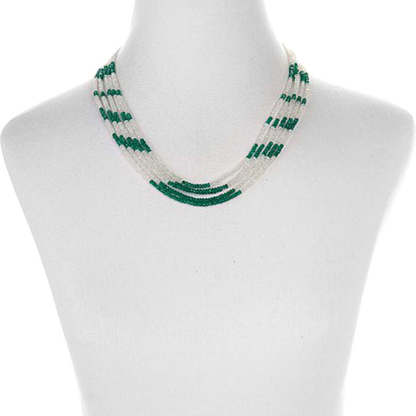 Rainbow Moonstone and Green Onyx Gemstone Bead Necklace