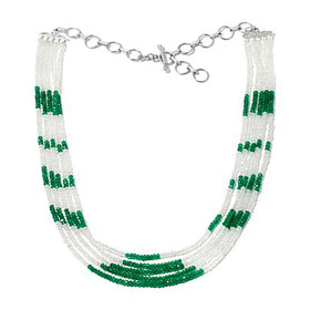 Rainbow Moonstone and Green Onyx Gemstone Bead Necklace