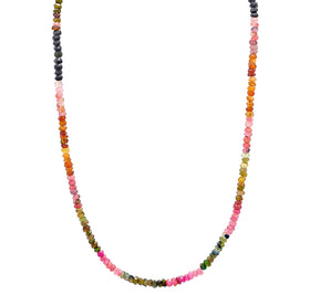 Multi Coloured Tourmaline Gemstone Bead Necklace