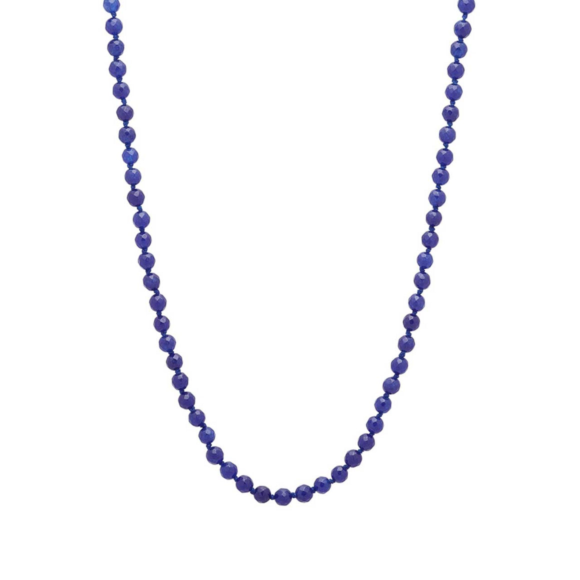 Navy Colored Quartz Gemstone Beaded Necklace 20"
