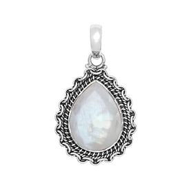 Rainbow Moonstone Teardrop Pendant