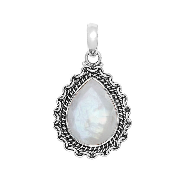 Rainbow Moonstone Teardrop Pendant