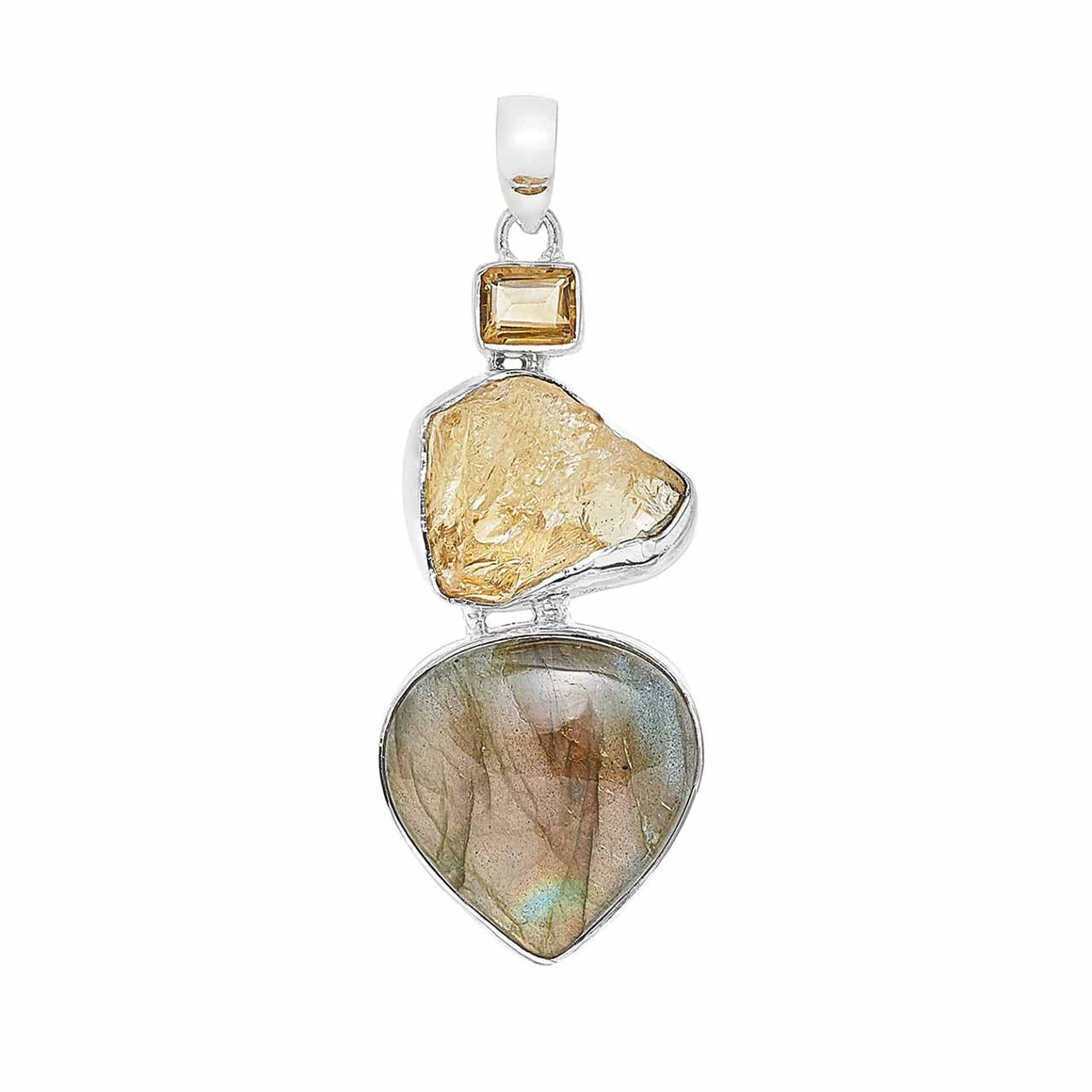 Sterling Silver Labradorite and Citrine Pendant