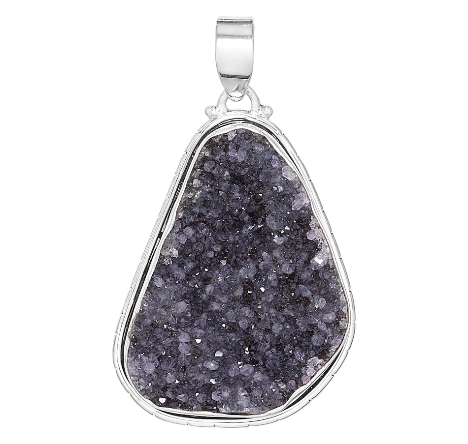 Sterling Silver Amethyst Geode Drusy Pendant