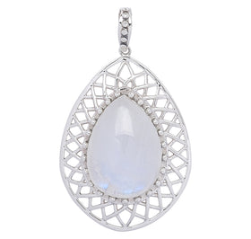 Rainbow Moonstone Basket Weave Pendant