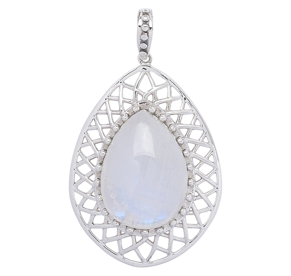 Rainbow Moonstone Basket Weave Pendant