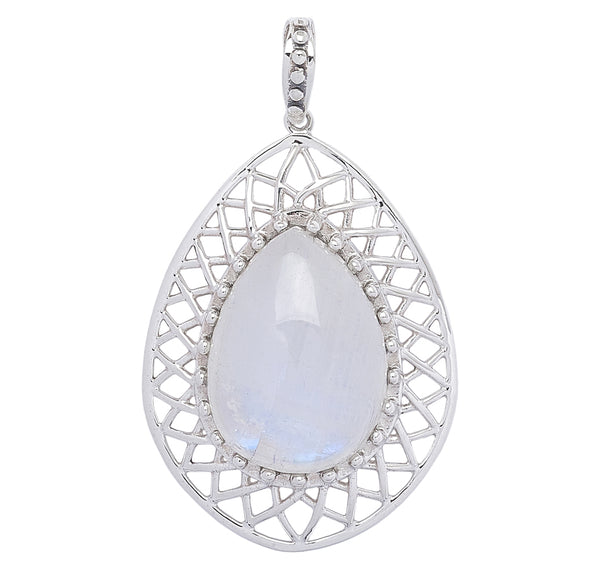 Rainbow Moonstone Basket Weave Pendant