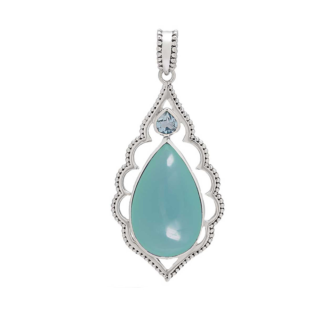 Blue Chalcedony and Blue Topaz Pendant