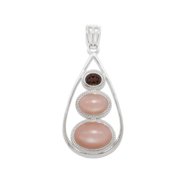 Peach Moonstone and Smokey Quartz Pendant