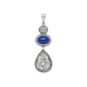 Lapis and Rainbow Moonstone Drop Pendant