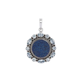 Blue Drusy and Blue Topaz Pendant