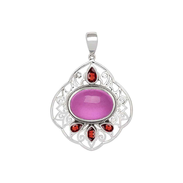 Pink Quartz and Garnet Pendant