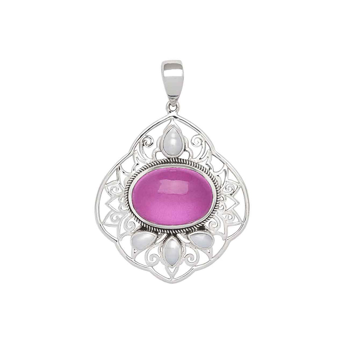 Pink Quartz and Freshwater Pearl Pendant