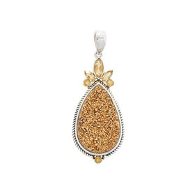 Gold Drusy and Citrine Pendant