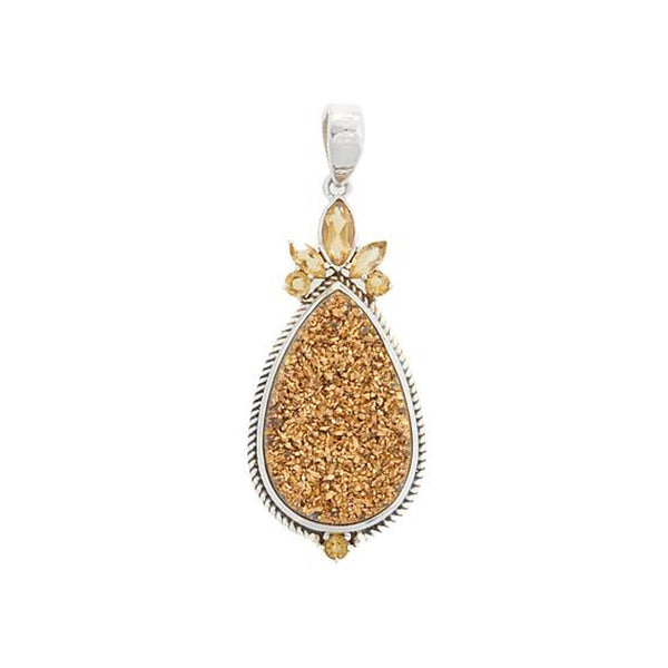 Gold Drusy and Citrine Pendant