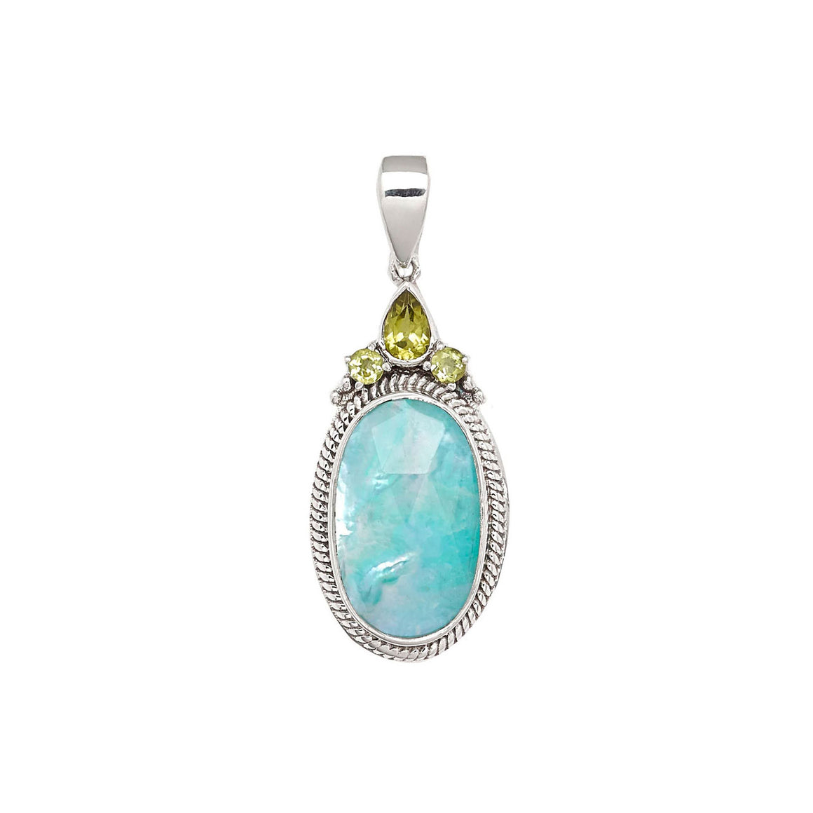 Amazonite Quartz Triplet and Peridot Pendant