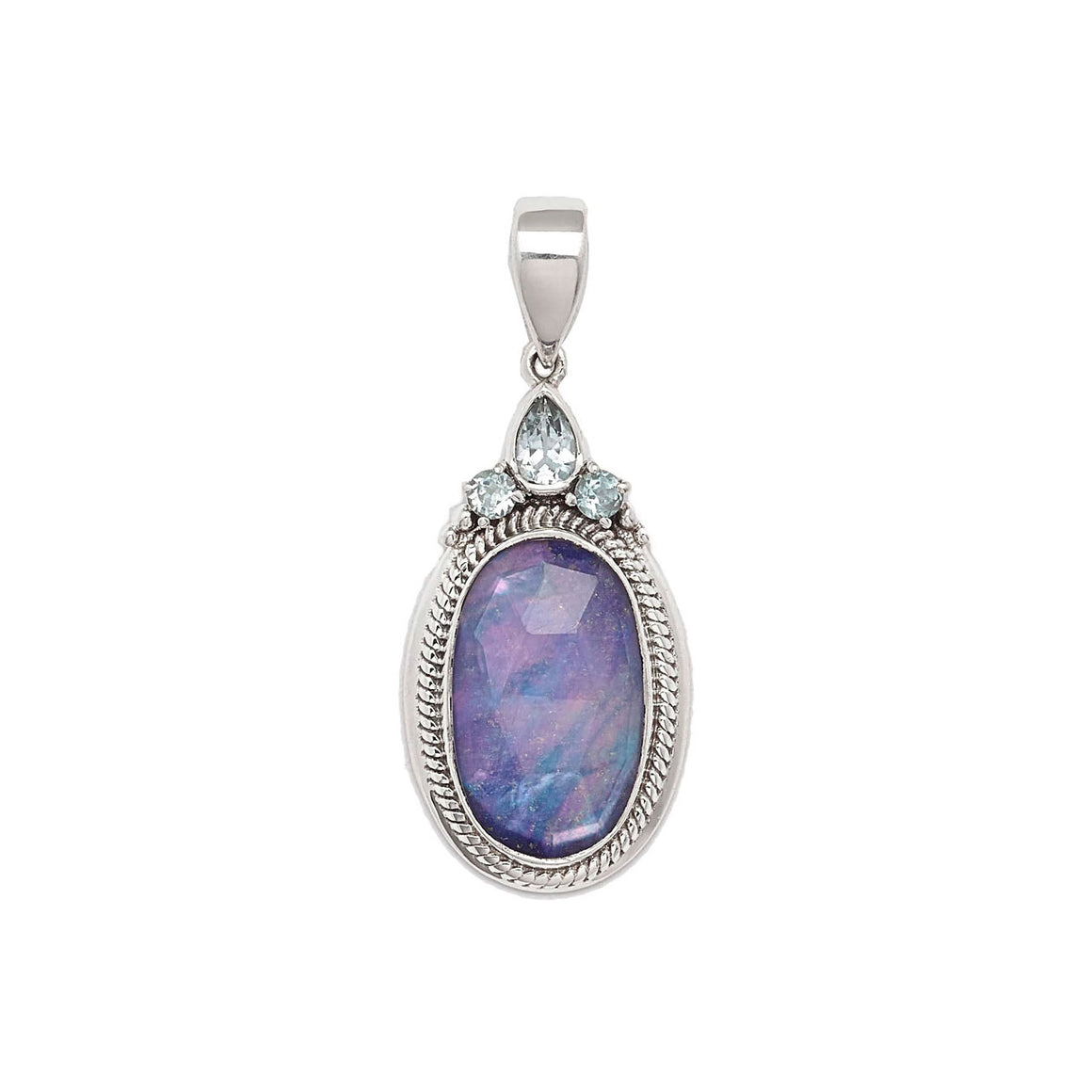 Lapis Quartz Triplet and Blue Topaz Pendant