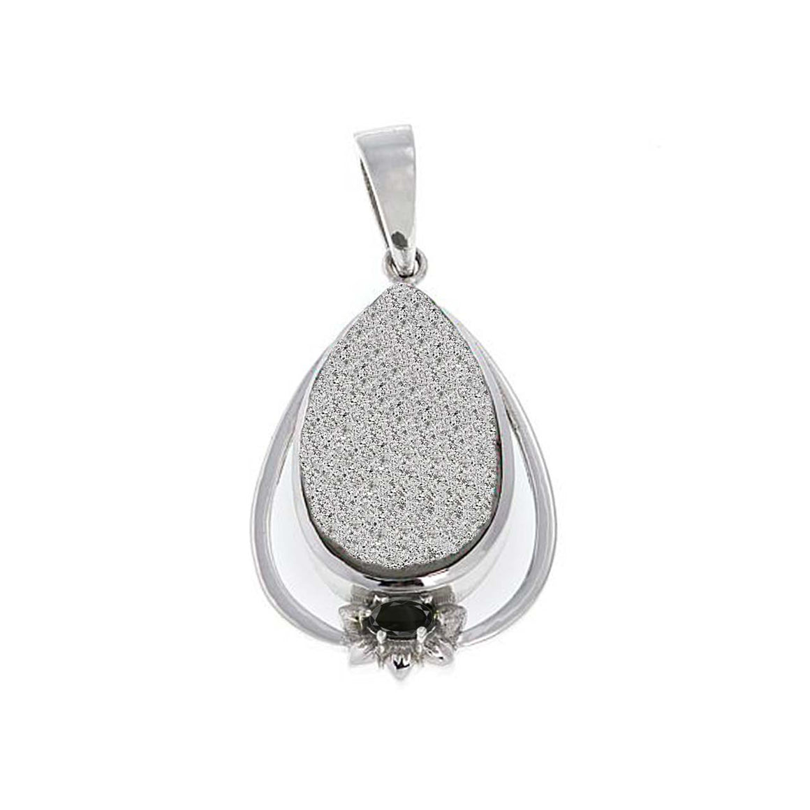 Platinum Drusy and Black Spinel Pendant