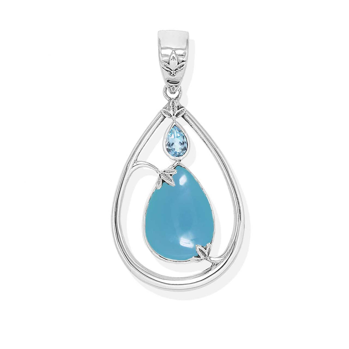 Blue Chalcedony & Blue Topaz Pendant