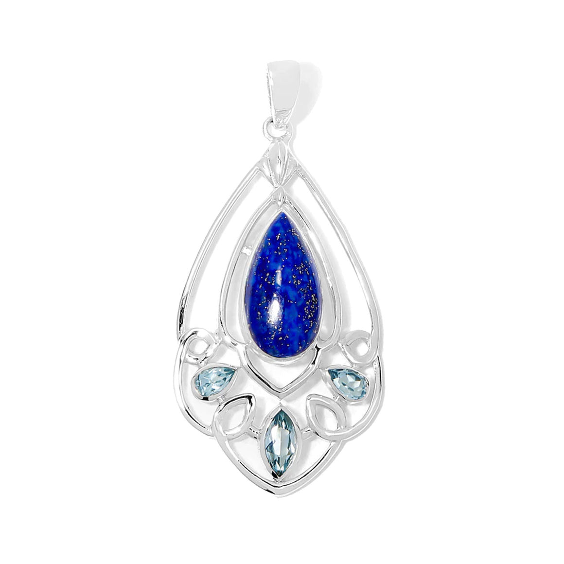 Lapis Teardrop and Blue Topaz Pendant